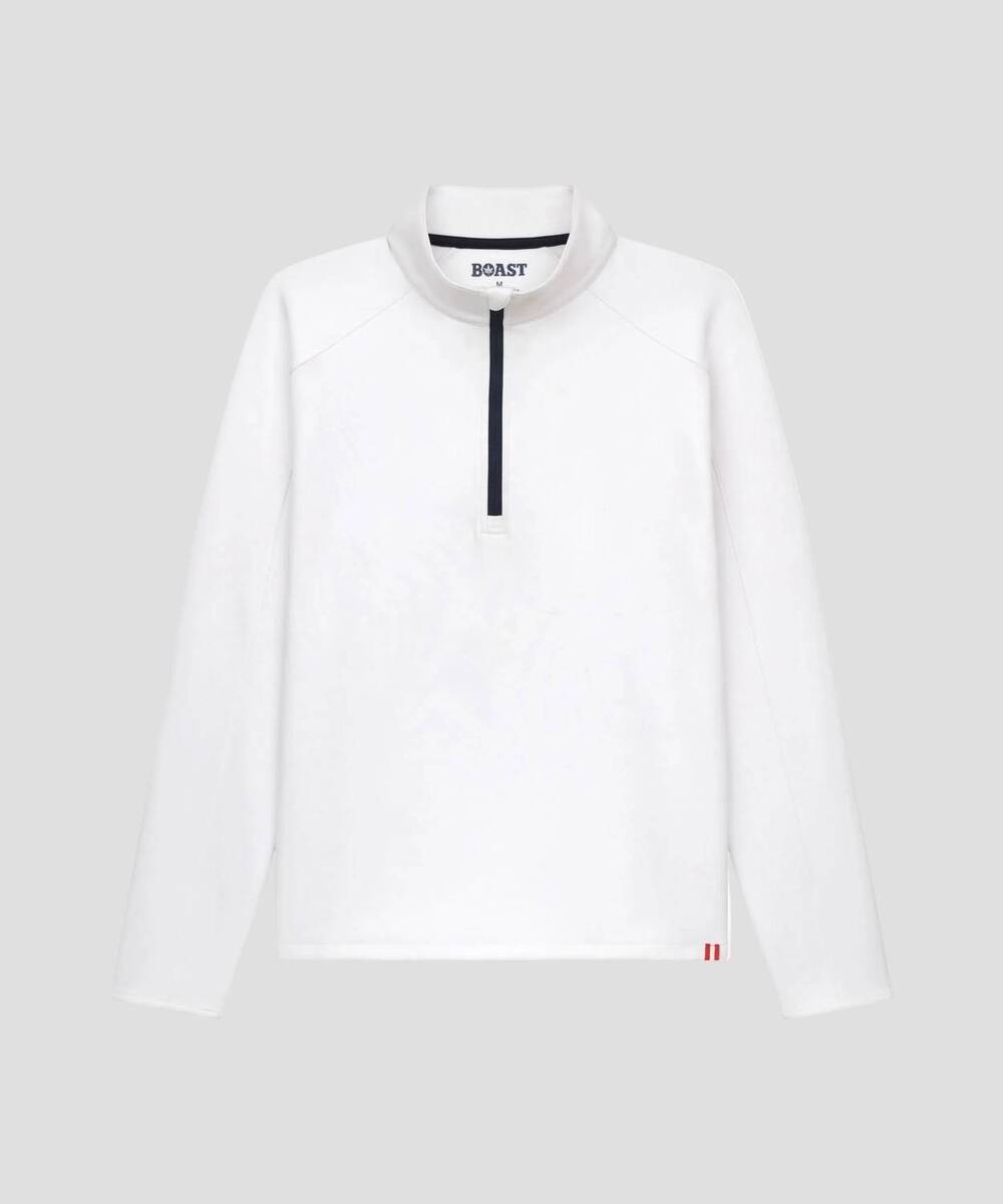 NEW BOAST men's peak quarter zip sweatshirt in white